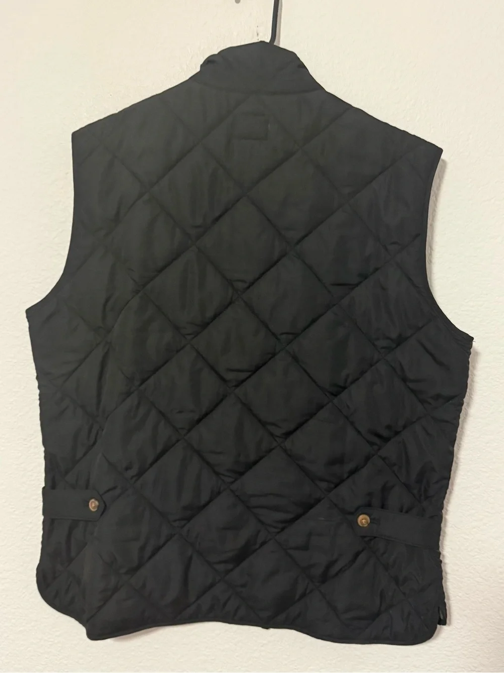 J. Crew Factory Black Quilted Vest with Olive Reversible Lining